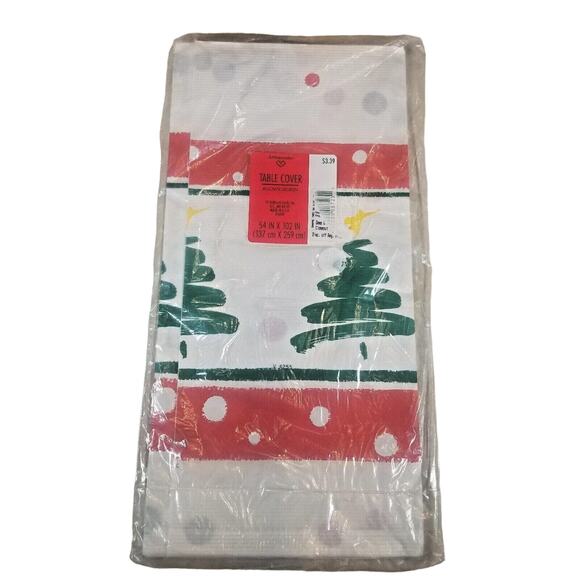 Table Cover Vintage Sealed Christmas Tree Tablecloth 54" x 102" Crepe Paper - Picture 2 of 7